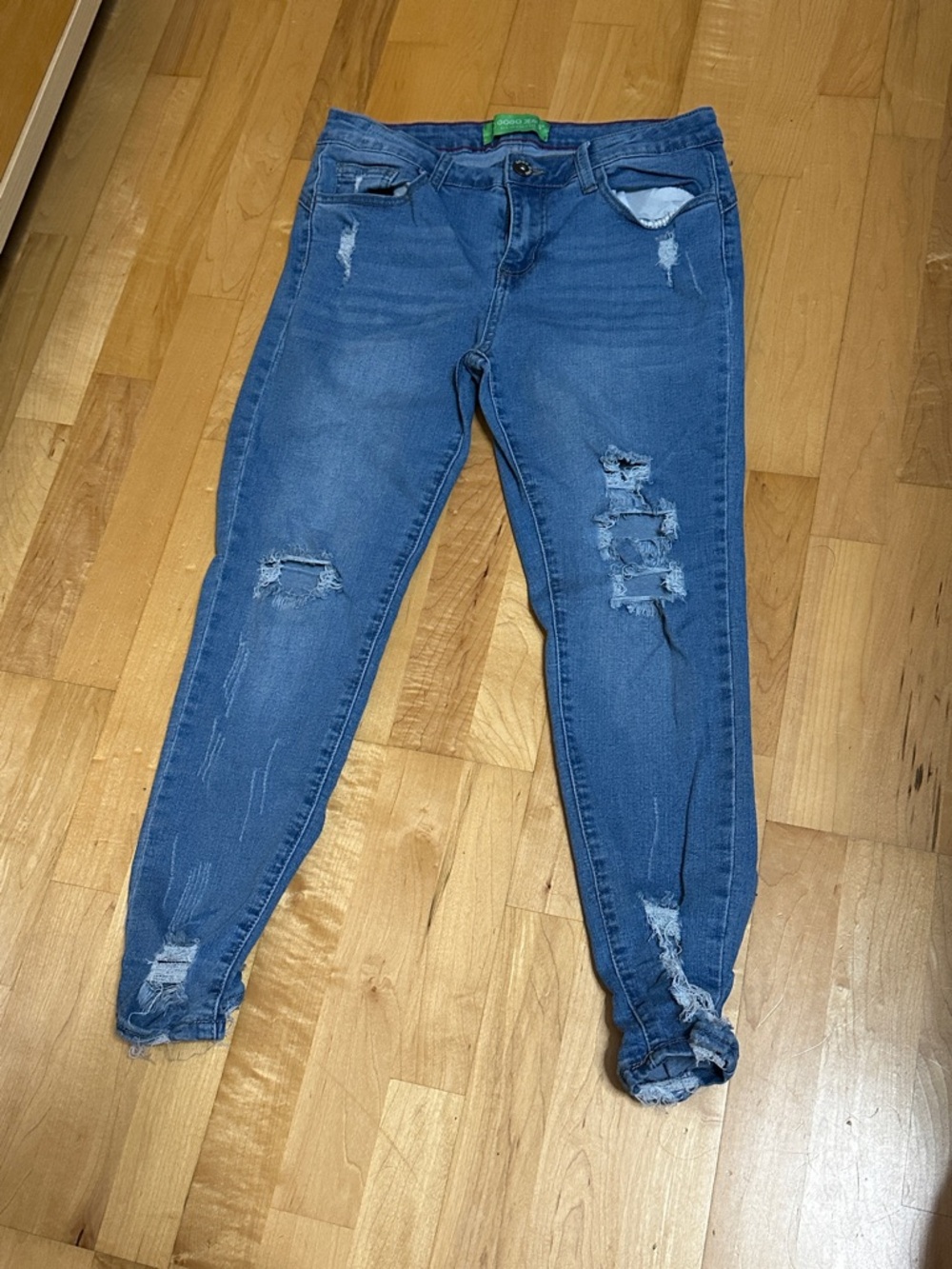 GOGO Ripped Skinny Jeans - Denim Blue